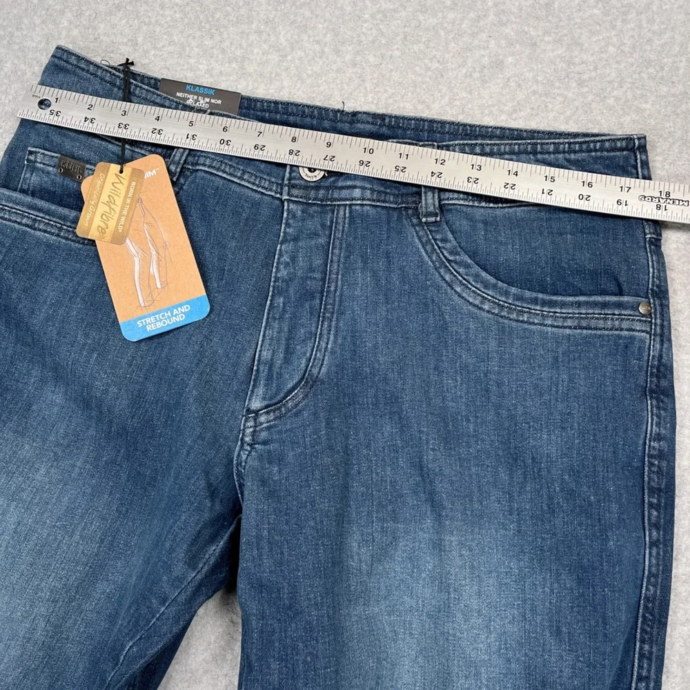 NEW KUHL Denim Klassik Fit Jeans Mens 35x34 Blue Medium Wash Stretch Zip 5200